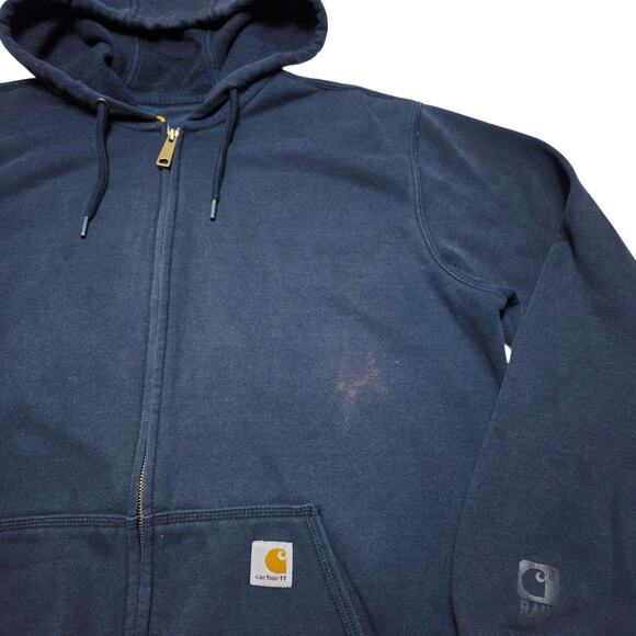 Carhartt Hoodie Men's Navy Blue Rain Defender Large Original Fit Hoodie Heavy - Picture 3 of 10